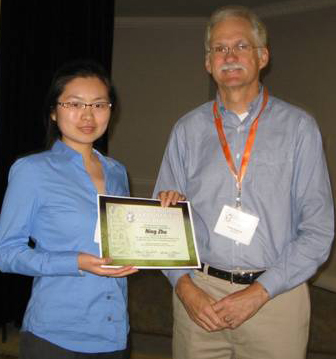 2011 Behavioral Toxicology Conference Award Winner, Ning Zhu, with NBTS Awards Committee Chair, Dr. Phil Bushnell