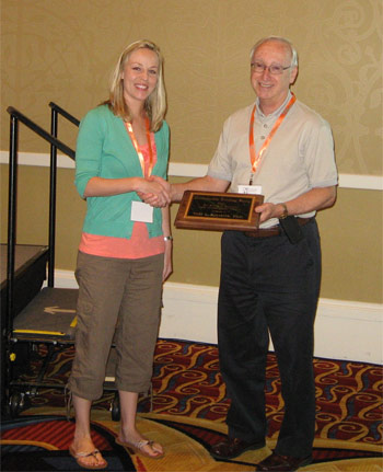 Dr. Tori Schaefer, 2012 Richard Butcher New Investigator awardee, with Dr. Jerry Meyer, Chair of the Awards Committee